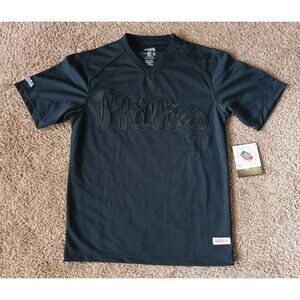 Phillies Baseball Jersey Men's Small Black Embroidered Short Sleeve NEW